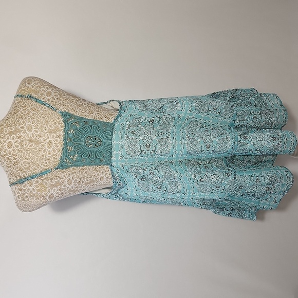 Miss Me SZ L Seafoam Green Floral Strap Lace Ruffle Hem Sleeveless Cami Top Boho - Picture 10 of 15